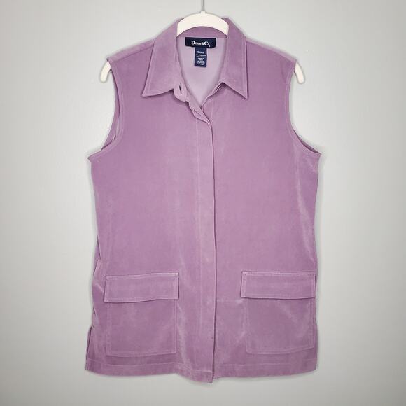Denim & Co purple vest size S soft corduroy lavender button front sleeveless - Picture 1 of 11